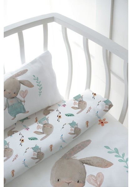 Anne Yanı Beşik Nevresim Takımı (60X100) - For Baby Serisi - Salopetli Tavşan indirimleri