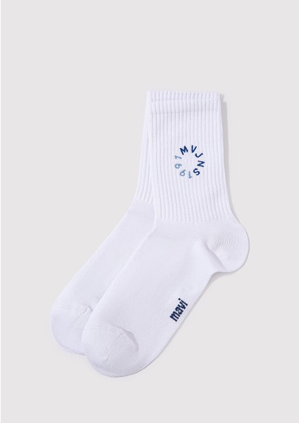 Mvjns Baskılı Beyaz Soket Çorap 1913259-620