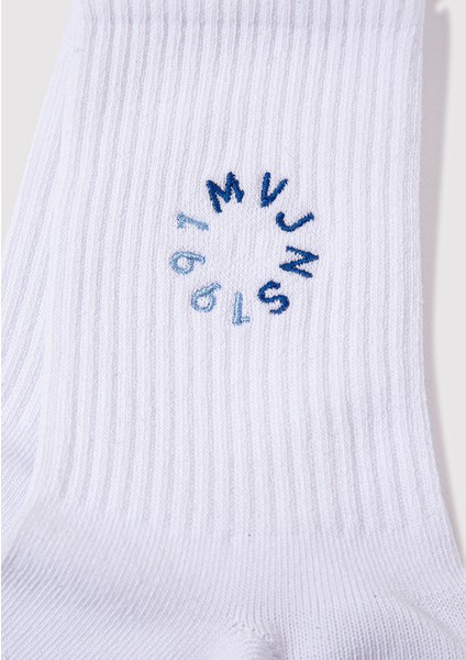 Mvjns Baskılı Beyaz Soket Çorap 1913259-620 fiyatları