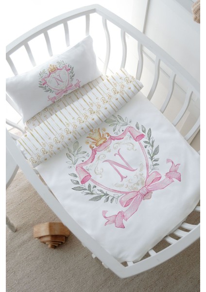 Park Yatak Nevresim Takımı (80 x 120) - Pink Royal Series - N Harfi