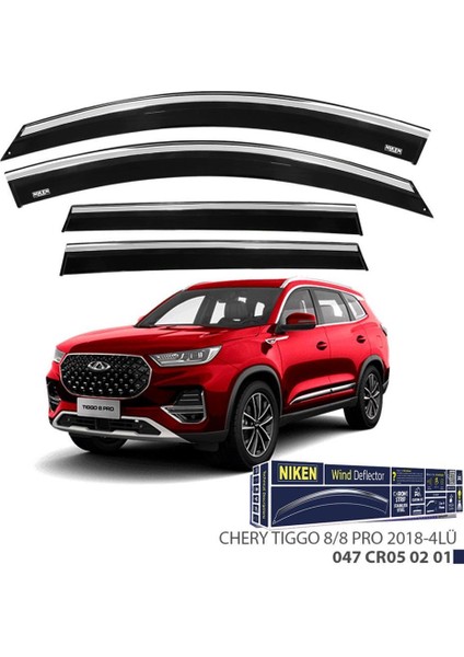Chery Tiggo 8 Pro Niken Kromlu Cam Rüzgarlığı 4lü 2018 ve Üstü