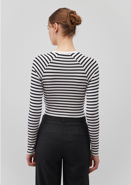 Uzun Kollu Çizgili Crop Basic Tişört 1613041-85586 fırsatları