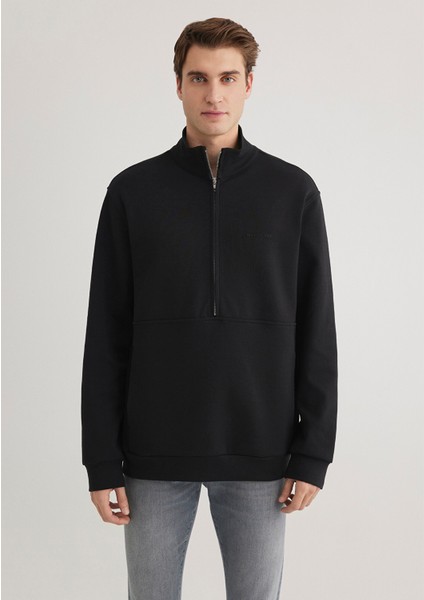 Yarı Fermuarlı Siyah Sweatshirt 0S10331-900