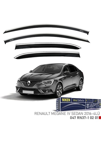 Renault Megane 4 Sedan Kromlu Cam Rüzgarlığı 4lü Set 2016 ve Üstü