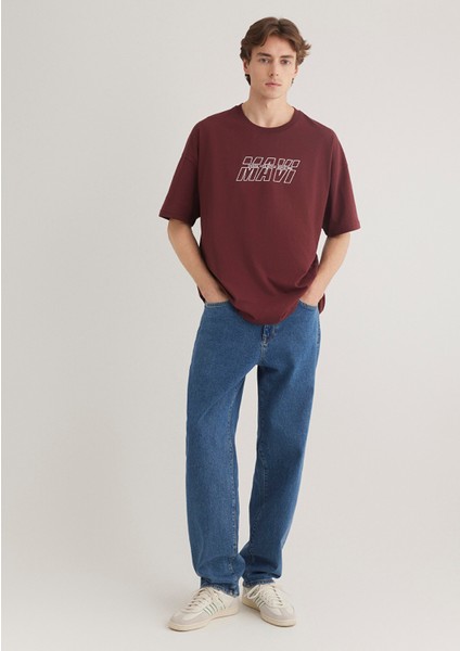 Mavi Baskılı Bordo Tişört 0611827-70396 fiyatları