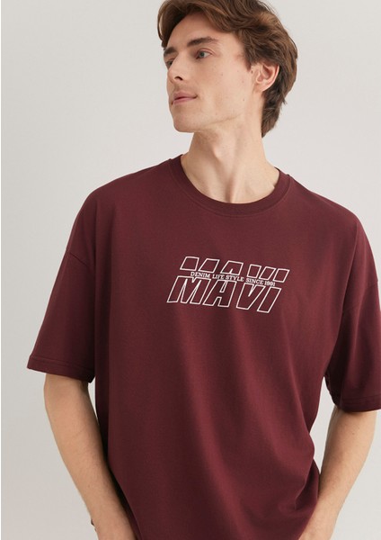 Mavi Baskılı Bordo Tişört 0611827-70396 modelleri