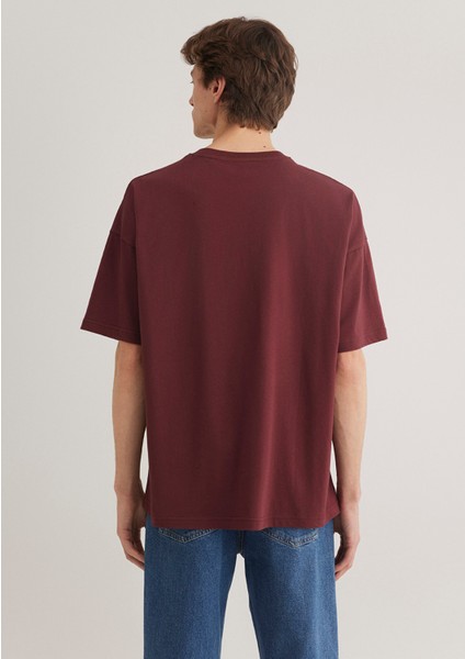 Mavi Baskılı Bordo Tişört 0611827-70396 indirimleri