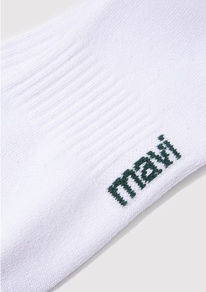 Mavi Logo Baskılı Beyaz Soket Çorap 0911160-620 fiyatları