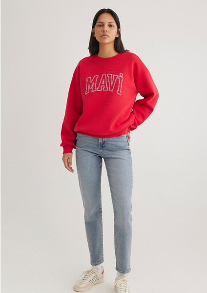 Logo Baskılı Kırmızı Sweatshirt 1611192-70467