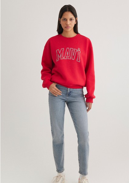 Logo Baskılı Kırmızı Sweatshirt 1611192-70467