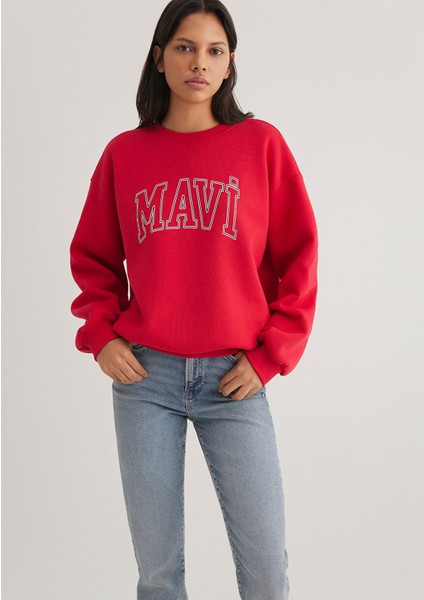 Logo Baskılı Kırmızı Sweatshirt 1611192-70467