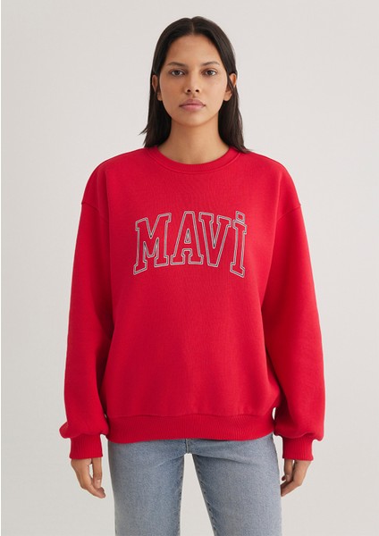 Logo Baskılı Kırmızı Sweatshirt 1611192-70467