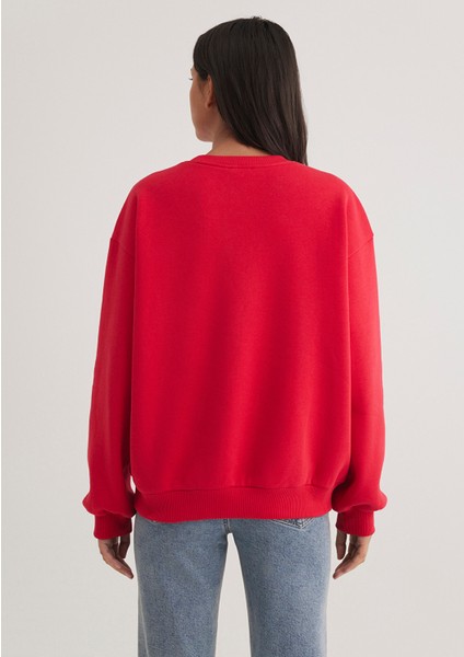 Logo Baskılı Kırmızı Sweatshirt 1611192-70467