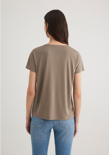 Lux Touch TENCEL TM Kahverengi Modal Tişört 1612693-83866 indirimleri