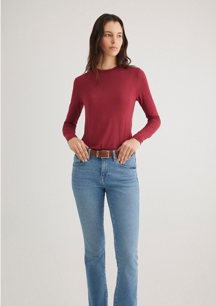 Uzun Kollu Bordo Tişört 1612909-70430 fiyatları