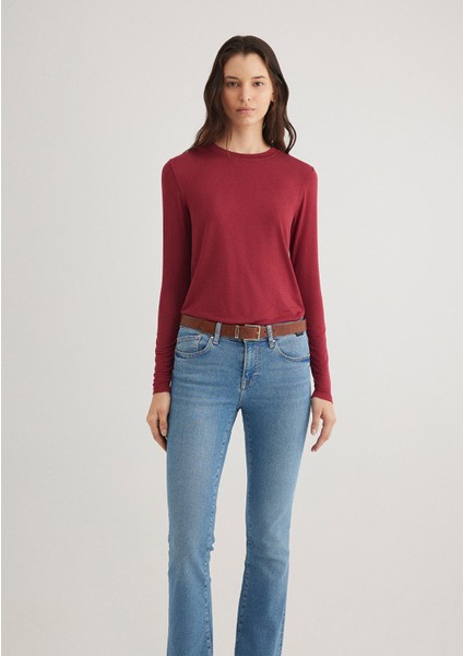 Uzun Kollu Bordo Tişört 1612909-70430 modelleri