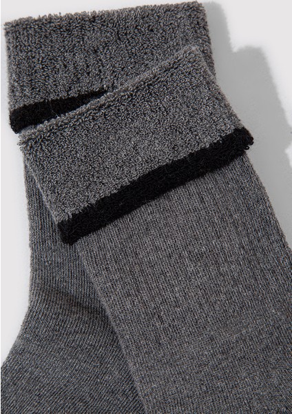 Çizgi Detaylı Gri Bot Çorabı 1912753-82816 fiyatları