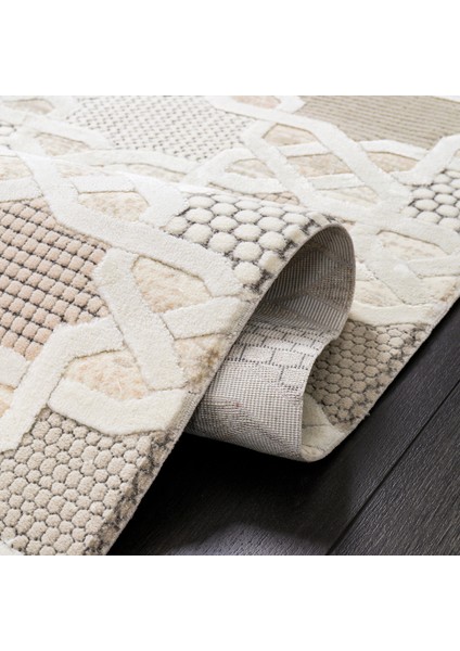 Boyut BY003 Krem Yumuşak Dokulu Salon Mutfak Koridor Oturma Odası Yolluk Halı Makine Halısı indirimleri