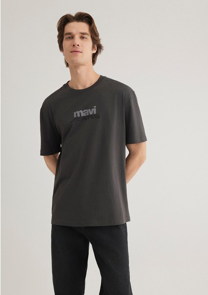 Mavi Logo Baskılı Antrasit Tişört 0612355-80955