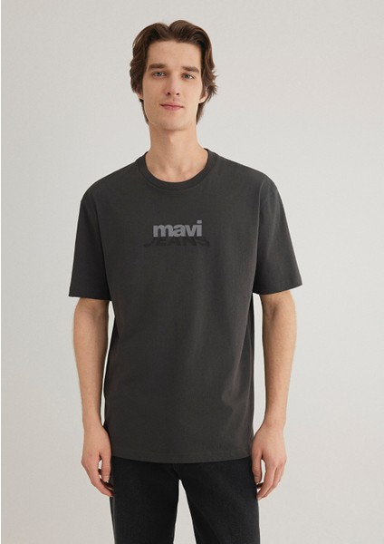 Mavi Logo Baskılı Antrasit Tişört 0612355-80955
