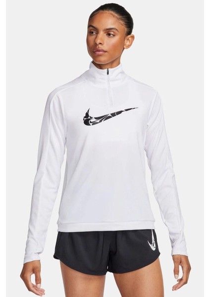 Dri Fit Big Swoosh 1/4 Zip Training Runnig Sweatshirt Koşu Antrenman Sweatshirt Beyaz