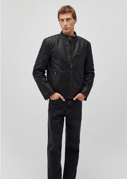 Siyah Suni Deri CEKET0110440-900 fiyatları