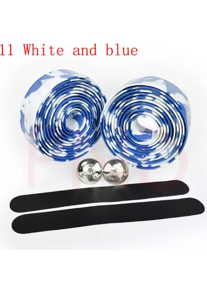 11 Beyaz ve Mavi Tarzı Yol Bisikleti Bisiklet Direksiyon Bandı Kamuflaj Bisiklet Kolu Kemer Mantarlı Kavrama FZE001 (Yurt Dışından)