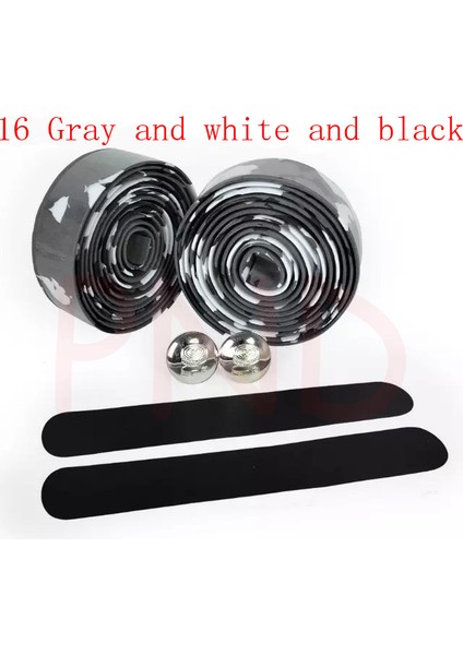 16 Gri Beyaz Siyah Stil Yol Bisikleti Bisiklet Direksiyon Bandı Kamuflaj Bisiklet Kolu Kemer Mantarlı Kavrama FZE001 (Yurt Dışından)