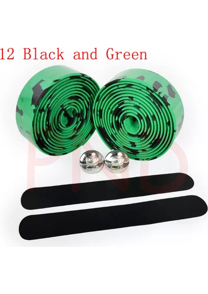 12 Siyah ve Yeşil Stil Yol Bisikleti Bisiklet Direksiyon Bandı Kamuflaj Bisiklet Kolu Kemer Mantarlı Kavrama FZE001 (Yurt Dışından)