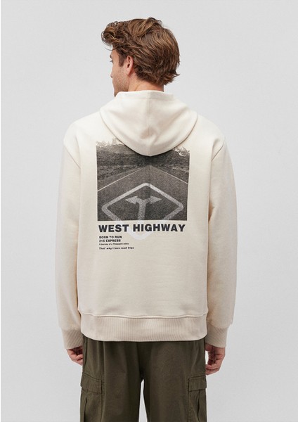 Sırt Baskılı Kapüşonlu Bej Sweatshirt 0S10160-81202