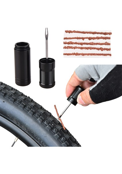 Kit C Stili Bisiklet Tüpüsüz Lastik Tamir Aracı Kiti Mini Mtb Yol Bisikleti Lastik Takma Delik Tamiri Düz Yama ile Sızdırmazlık Lastik Şerit Seti (Yurt Dışından)