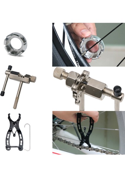 Kit 1 Stili Bisiklet Tamir Aracı Seti Zincir Ölçüm Cetveli Mili Çıkartıcı Lastik Tamir Aracı Kampana Sökücü Bisiklet Tamir Parçası (Yurt Dışından) modelleri