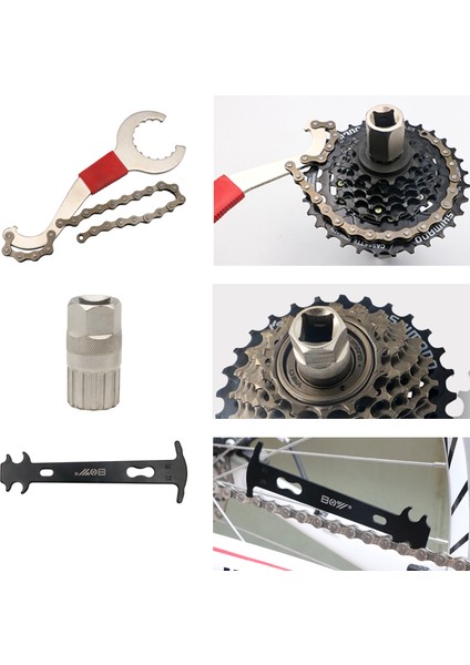 Kit 1 Stili Bisiklet Tamir Aracı Seti Zincir Ölçüm Cetveli Mili Çıkartıcı Lastik Tamir Aracı Kampana Sökücü Bisiklet Tamir Parçası (Yurt Dışından) fırsatları