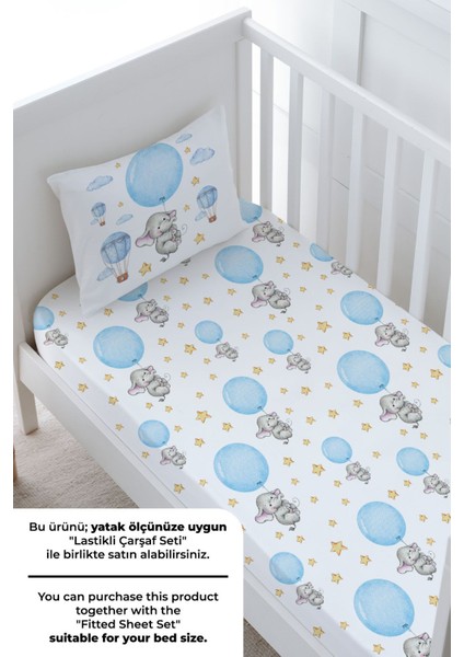 Bebek Boy Nevresim Takımı (100X150) - For Baby Serisi - Mavi Büyük Balonlu Fil fırsatları