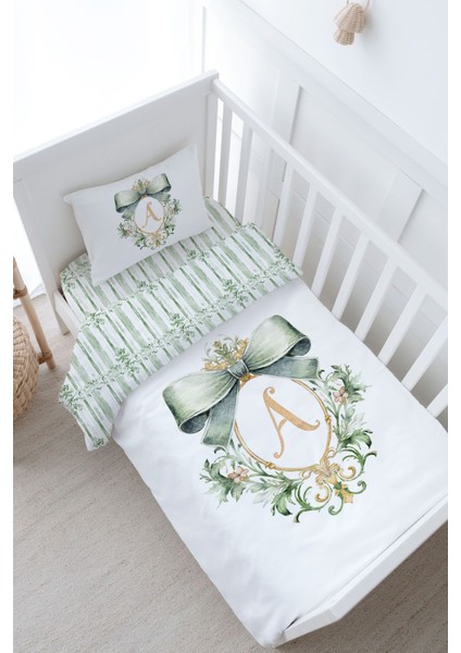 Bebek Boy Nevresim Takımı (100X150) - Green Royal Series - A Harfi
