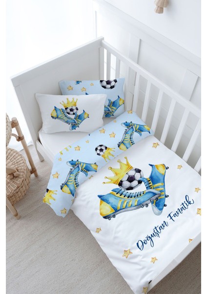 Bebek Boy Nevresim Takımı (100X150) - For Baby Serisi - Sarı - Lacivert