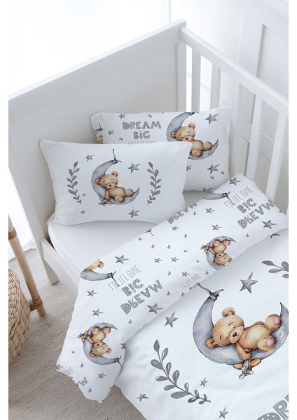 Bebek Boy Nevresim Takımı (100X150) - For Baby Serisi - Ayda Uyuyan Ayı modelleri