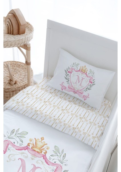 Bebek Boy Nevresim Takımı (100X150) - Pink Royal Series - M Harfi indirimleri