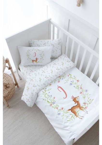 Bebek Boy Nevresim Takımı (100X150) - Little Deer Series - I Harfi