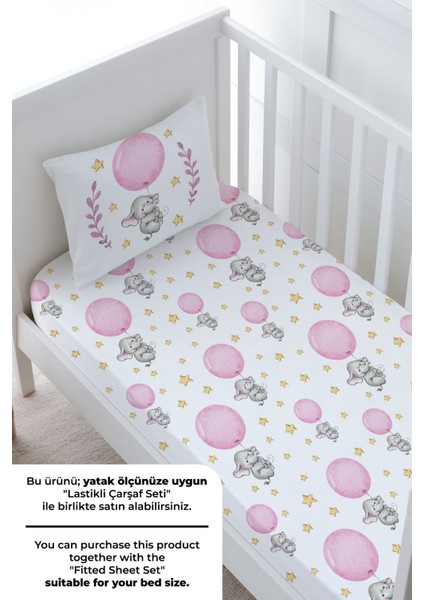 Bebek Boy Nevresim Takımı (100X150) - For Baby Serisi - Pembe Büyük Balonlu Fil fırsatları