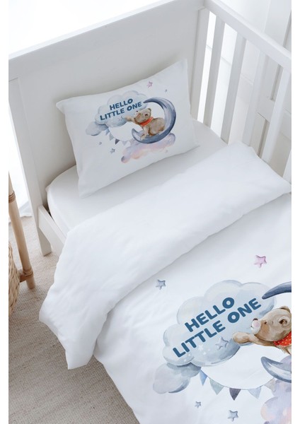 Bebek Boy Nevresim Takımı (100X150) - Pure Baby Serisi - Aya Uzanan Ayı modelleri