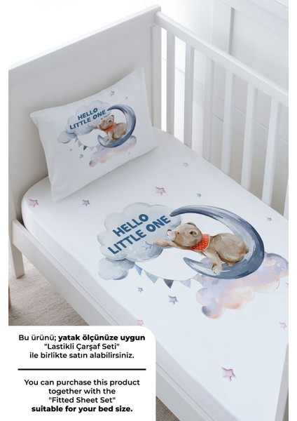 Bebek Boy Nevresim Takımı (100X150) - Pure Baby Serisi - Aya Uzanan Ayı fırsatları