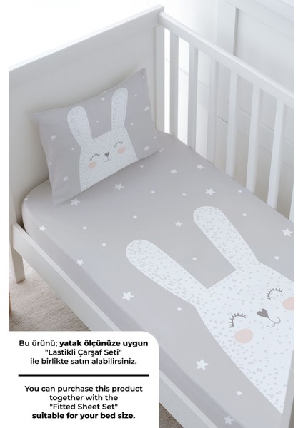 Bebek Boy Nevresim Takımı (100X150) - Pure Baby Serisi - Gri Zeminli Beyaz Tavşan fırsatları