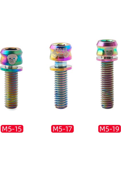 M5-19 Altın 4'lü Stil Mtb Yol Bisikleti Direksiyon Yükseltici Için Yıkama Sabitleme Civataları ile Vakum Kaplama M5 x Titanyum Gövde Vidası 4ps (Yurt Dışından) modelleri