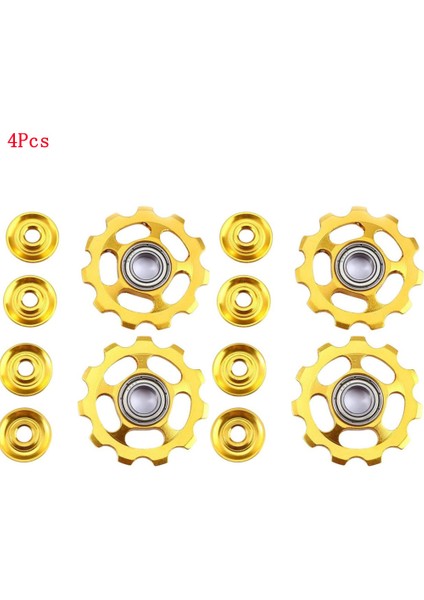 4-Sarı Tarzı T Ultralight Mtb Alüminyum Alaşımlı Bisiklet Rulmanı Jockey Tekerlek Arka Vites Kıvraklığı Makaraları Bisiklet Makara Tekerlek Bisiklet Aksesuarları (Yurt Dışından)