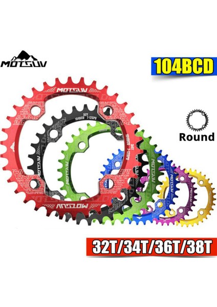 Mavi 38T Yuvarlak Stil Motsuv 104BCD Yuvarlak Dar Geniş Zincir Halkası Mtb Dağ Bisikleti Biciklet 104BCD Krank Takımı Dişli Plaka Parçası Bcd (Yurt Dışından) modelleri