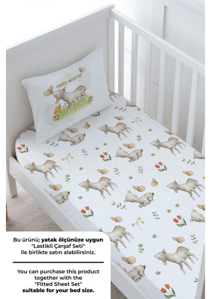 Bebek Boy Nevresim Takımı (100X150) - Pure Baby Serisi - Kelebekle Oynayan Kuzu fırsatları