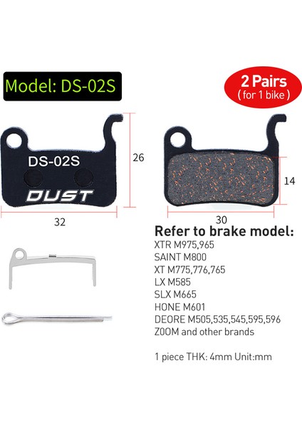 2 Çift DS-08S Stili 2 Çift 4 Adet Bisiklet Disk Fren Balatası Bike Hidrolik Disk Fren Balataları Yarı Metalik Bisiklet Fren Balataları Bb5 Bb7 Avid Sram Için (Yurt Dışından)