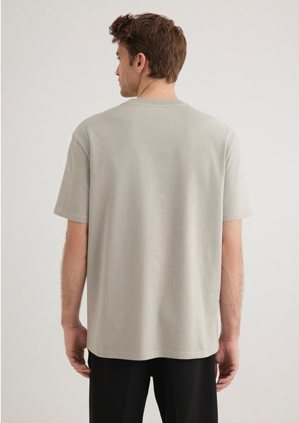 Bisiklet Yaka Basic Gri Tişört 0611596-70100
