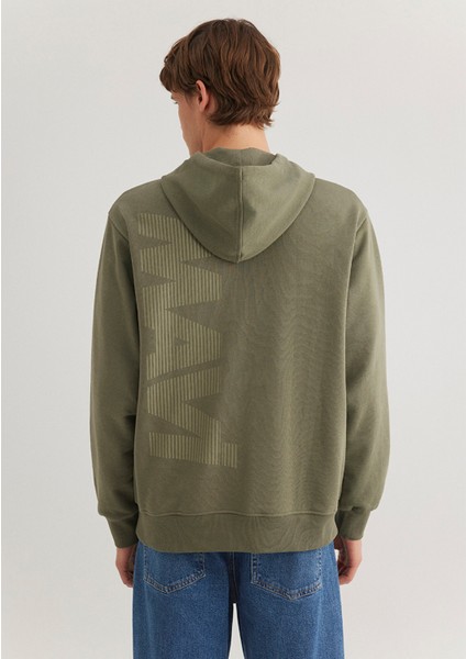 Mavi Logo Baskılı Kapüşonlu Haki Sweatshirt 0611317-71546